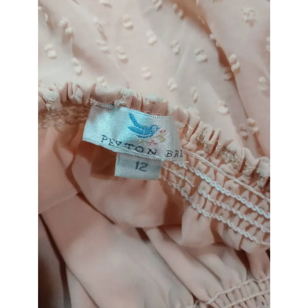 Peyton Bre Shirt Girls 12 Peach Boho Chiffon‎ Sheer Sleeves